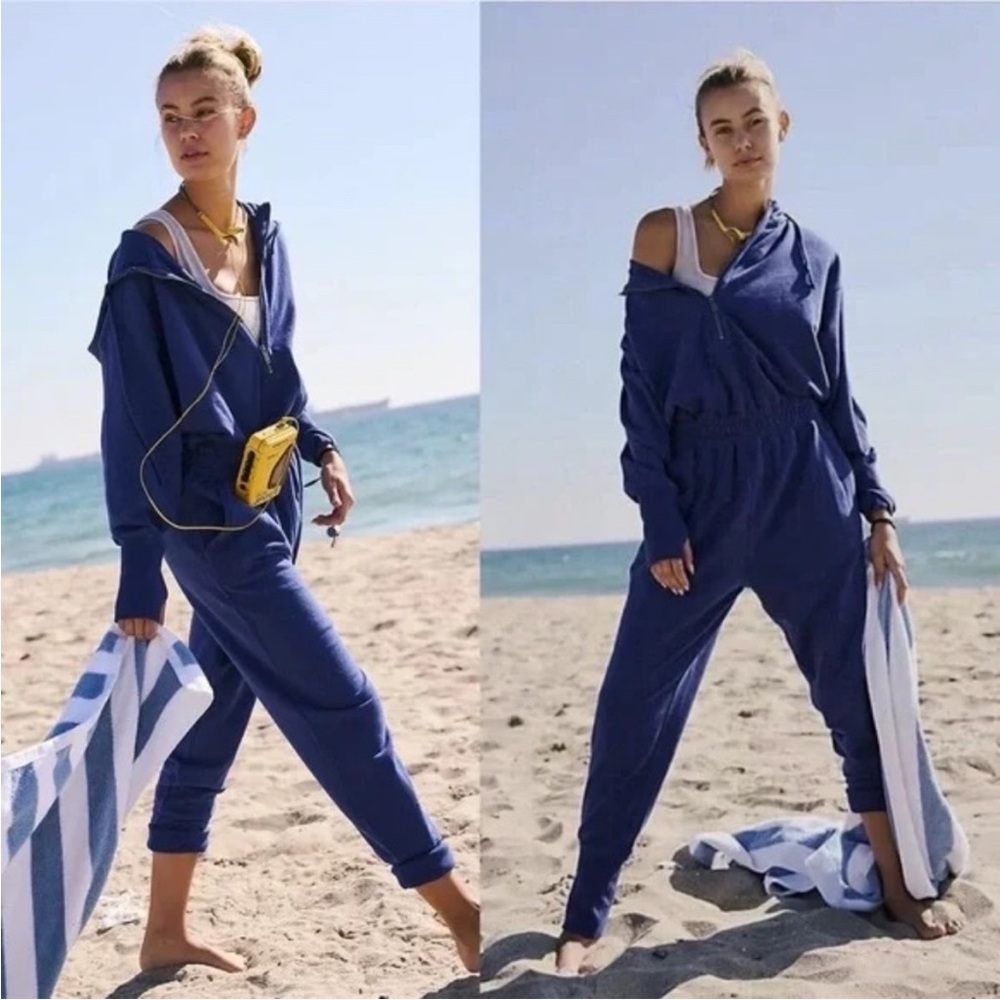 New! Free People Training Day Jumpsuit Blue NWT
